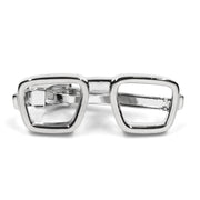 Reading Glasses Tie Clip For Men Silver Square Frame Front View