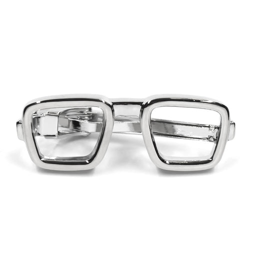 Reading Glasses Tie Clip For Men Silver Square Frame Front View