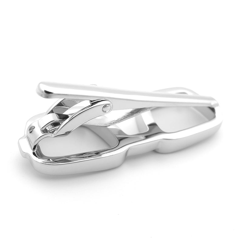Reading Glasses Tie Clip For Men Silver Square Frame Bottom View