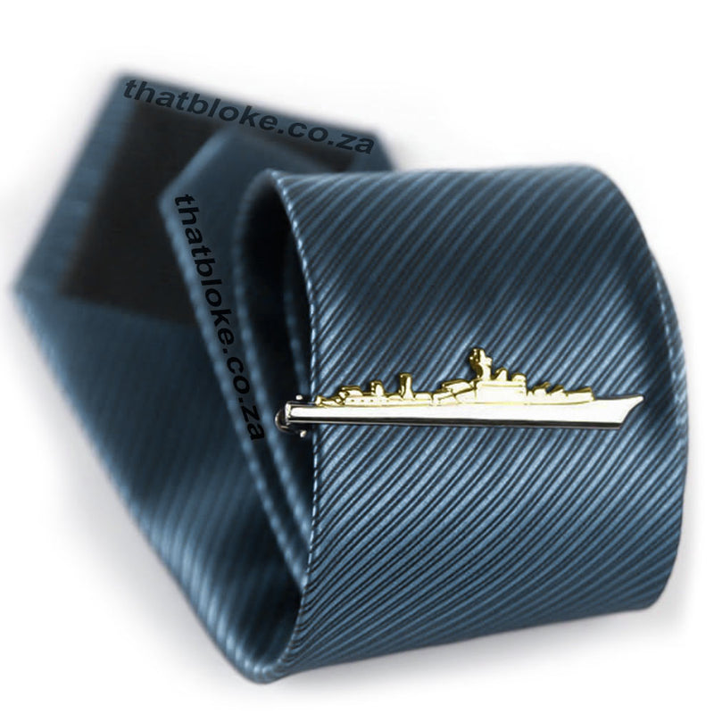 Tie Clip - Ship Navy Vessel (Silver & Gold)