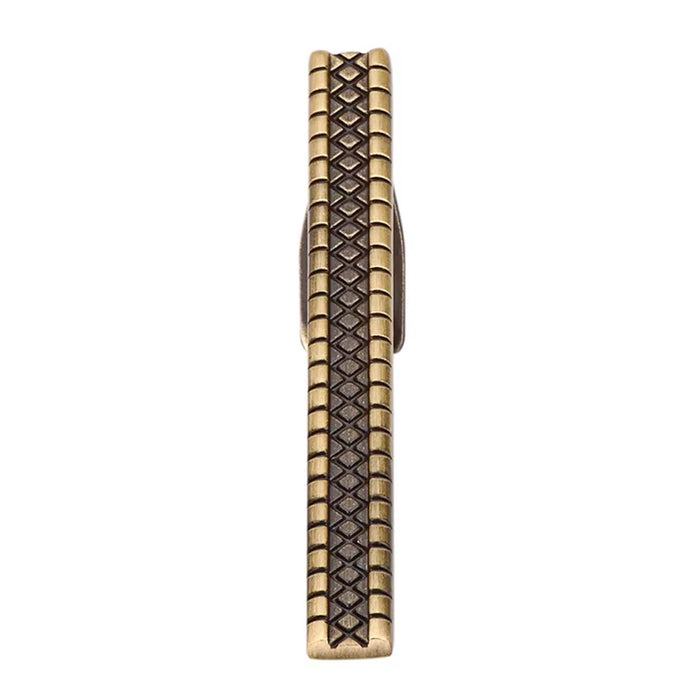 Diamond Square Engraved Pattern Vintage Bronze Tie Clip For Men Top Image