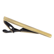 Thin Half Stripe Bronze Tie Clip Vintage For Men Side View