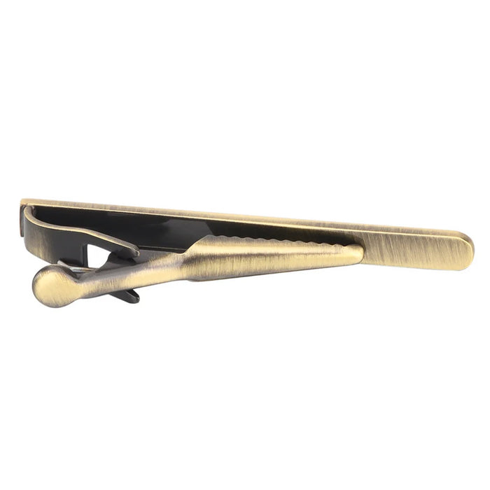 Thin Half Stripe Bronze Tie Clip Vintage For Men Bottom View