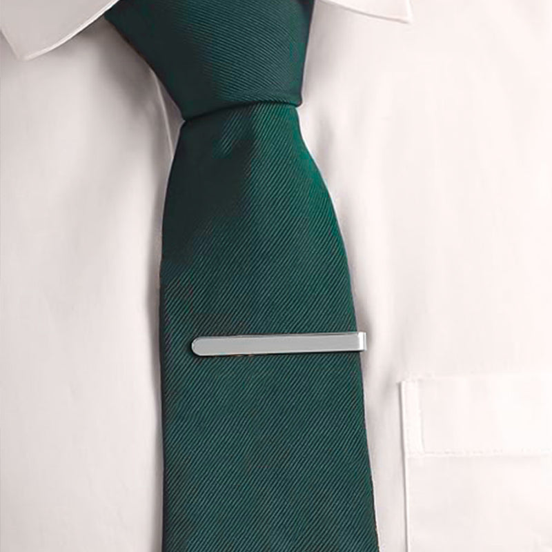 Tie Clip - Medium Thin Round Edge (Silver)