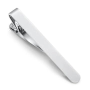 Round Edge Thin Tie Clip Medium-Length Silver Top View