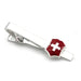 Swiss Cross Shield Tie Clip For Men Silver and Red Front View