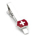 Swiss Cross Shield Tie Clip For Men Silver and Red Top View