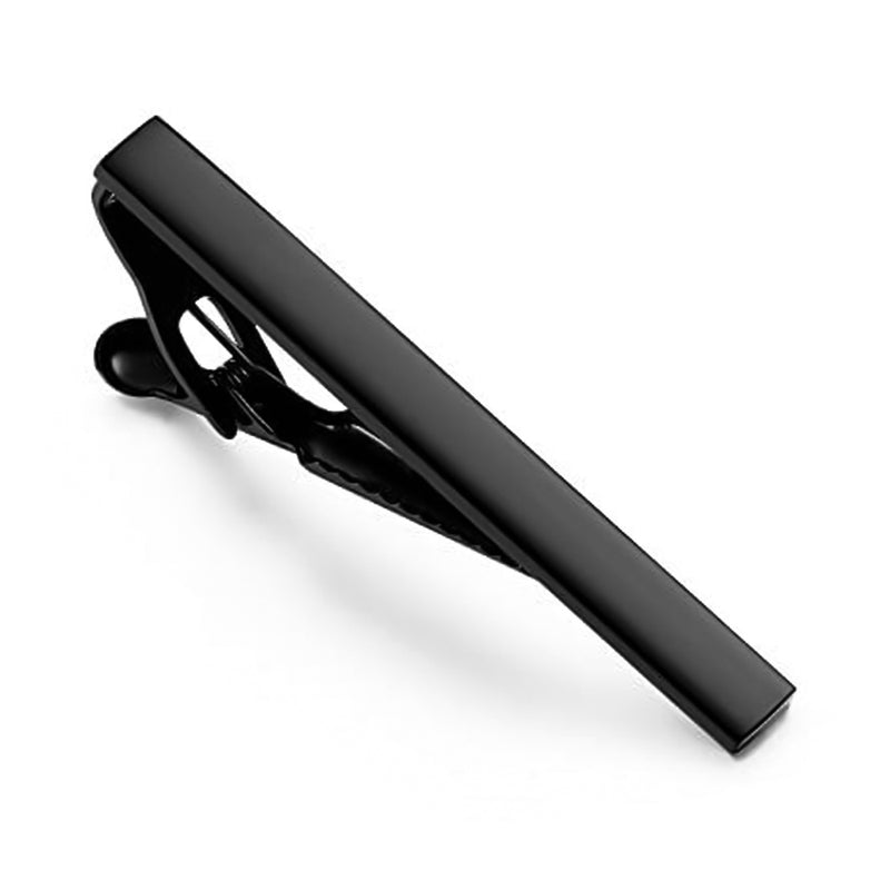 Glossy Black Tie Clip HQ Thin Short
