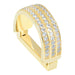 Decorative Crystal Tie Ring Gold Three Row Top View