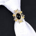 Decorative Gold Tie Ring Hoop For Men With Centered Black Jewel On Neck Tie