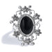 Decorative Silver Tie Ring Hoop For Men With Centered Black Jewel Front Image