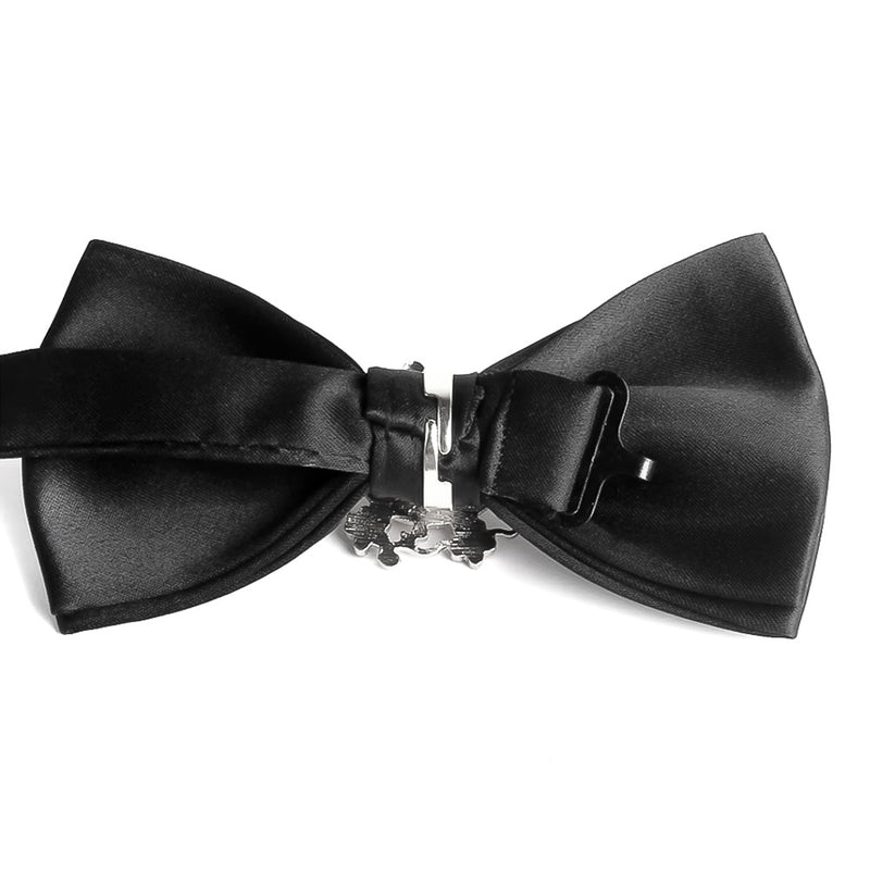Tie Ring - Crown Wing Black Jewel Hoop (Silver)