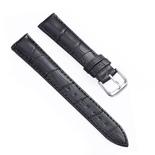 Black Crocodile Skin Watch Straps with Stainless steel Buckle Synthetic Leather Top View