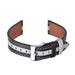 22mm Watch Strap Black with White Racing Stripe Genuine Leather Front