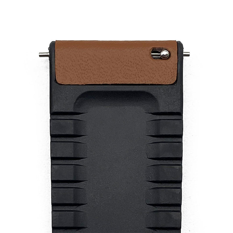 Watch Strap 20mm - Brown Camel Hybrid Sport (Genuine Leather & Silicone Rubber)