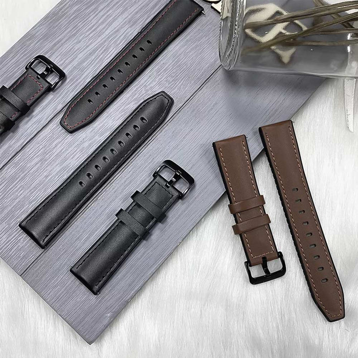 Watch Strap 22mm - Brown Dark Hybrid Sport (Genuine Leather & Silicone Rubber)