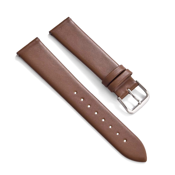 Watch Strap Magro Pointed Edge Thin Brown Genuine Leather Top View