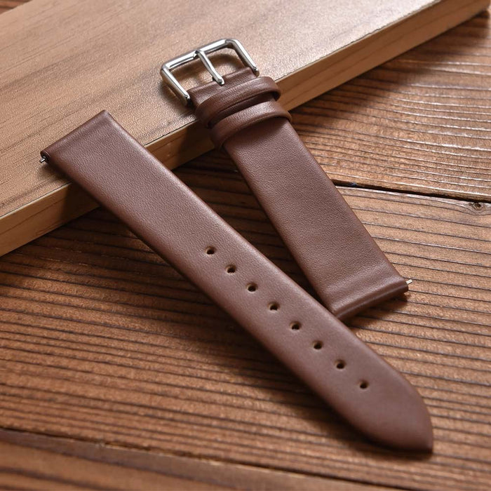 Watch Strap Magro Pointed Edge Thin Brown Genuine Leather Top Display View