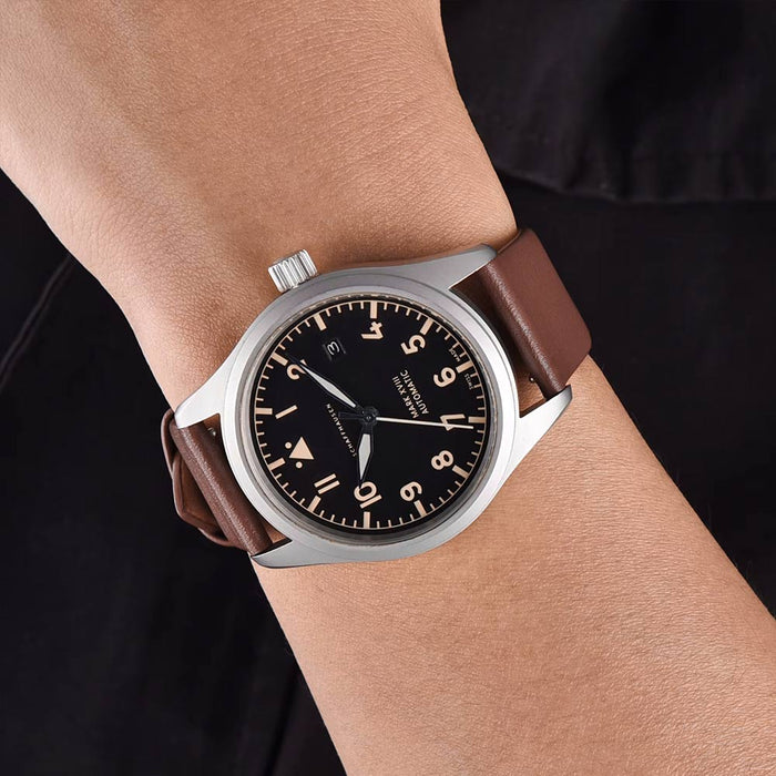 Watch Strap 16mm - Brown Magro Smooth Pointed Edge Thin (Genuine Leather)