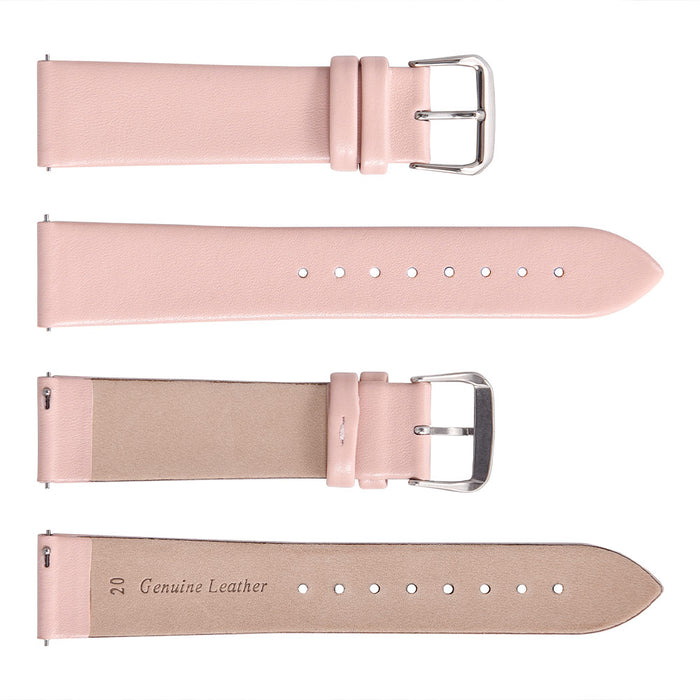 Watch Strap Magro Pointed Edge Thin Light Pink Genuine Leather Top and Bottom View