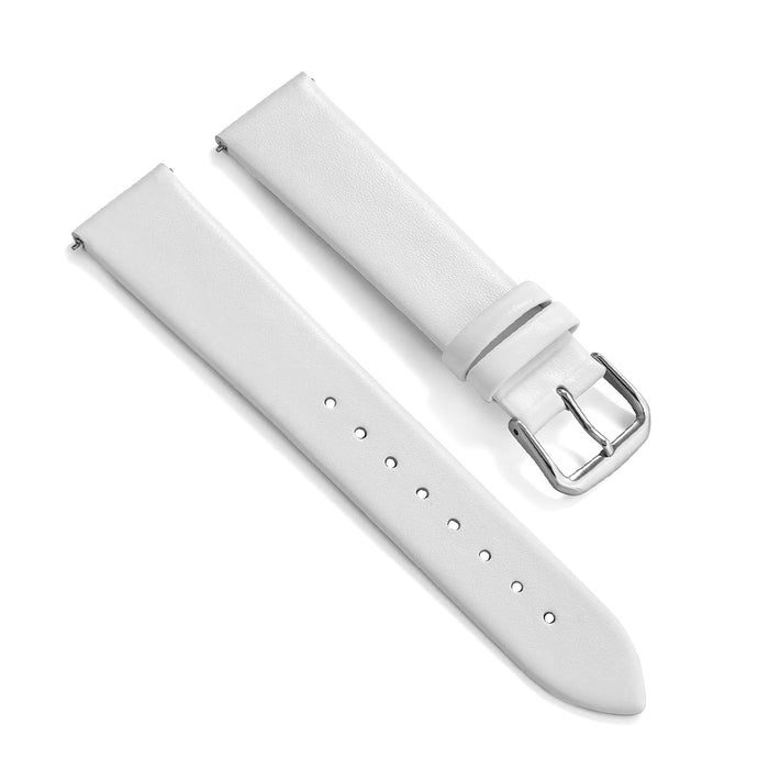 16mm Watch Strap Magro Pointed Edge White Genuine Leather Top View