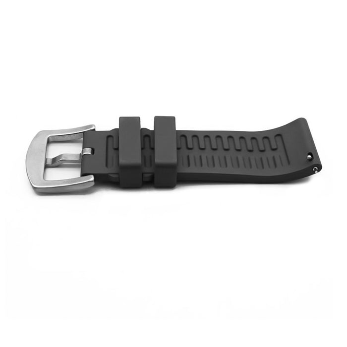 Black Classic FKM Rubber Watch Strap 24mm Smooth Bottom View