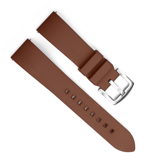 Brown Classic FKM Rubber Watch Strap 24mm Smooth Top View