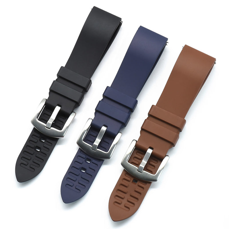 Classic FKM Rubber Watch Strap 20mm Smooth Top View