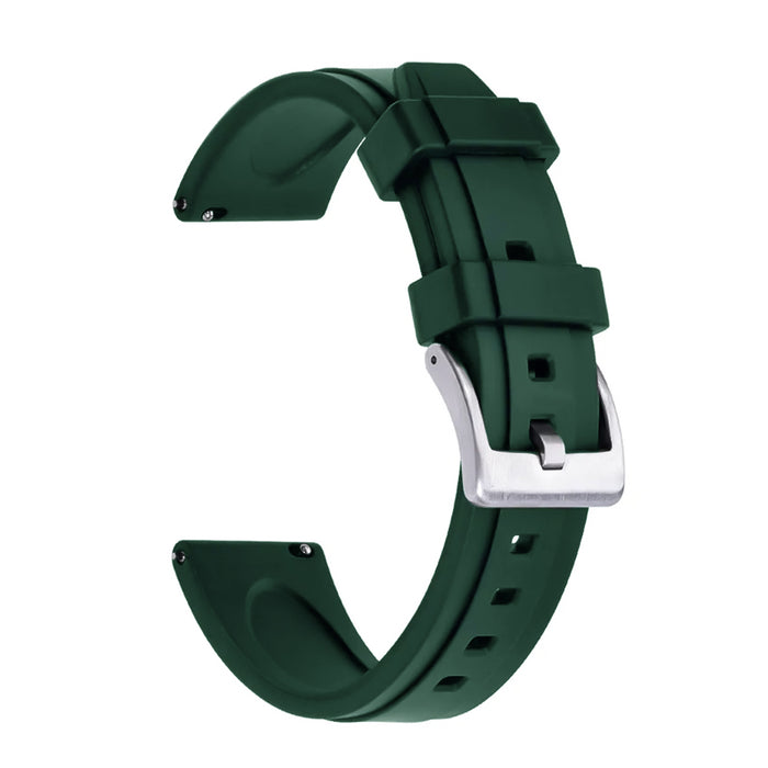 Dark Green FKM Rubber Watch Strap 20mm Lemans Men Front View