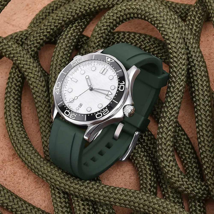 Watch Strap 24mm - Green Dark Lemans (FKM Rubber)