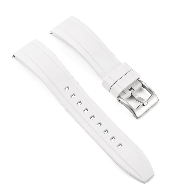 Watch Strap 22mm White Lemans FKM Rubber Top View
