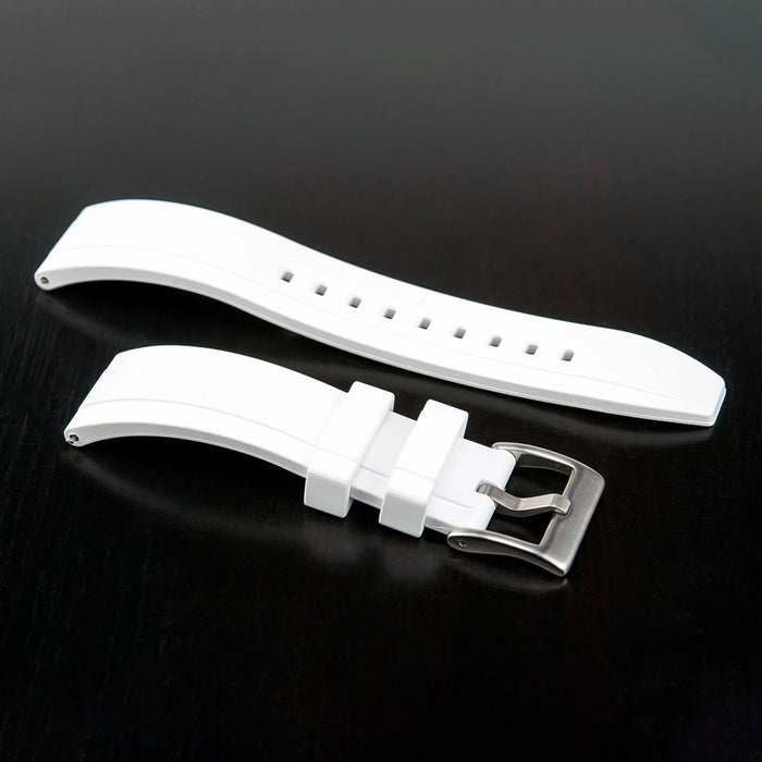 Watch Strap 22mm White Lemans FKM Rubber Side View