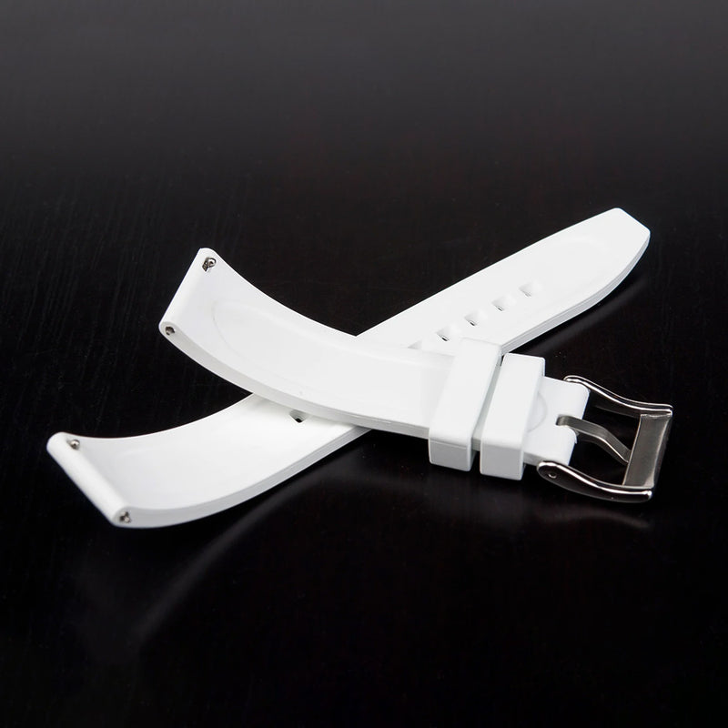 Watch Strap 22mm White Lemans FKM Rubber Bottom View