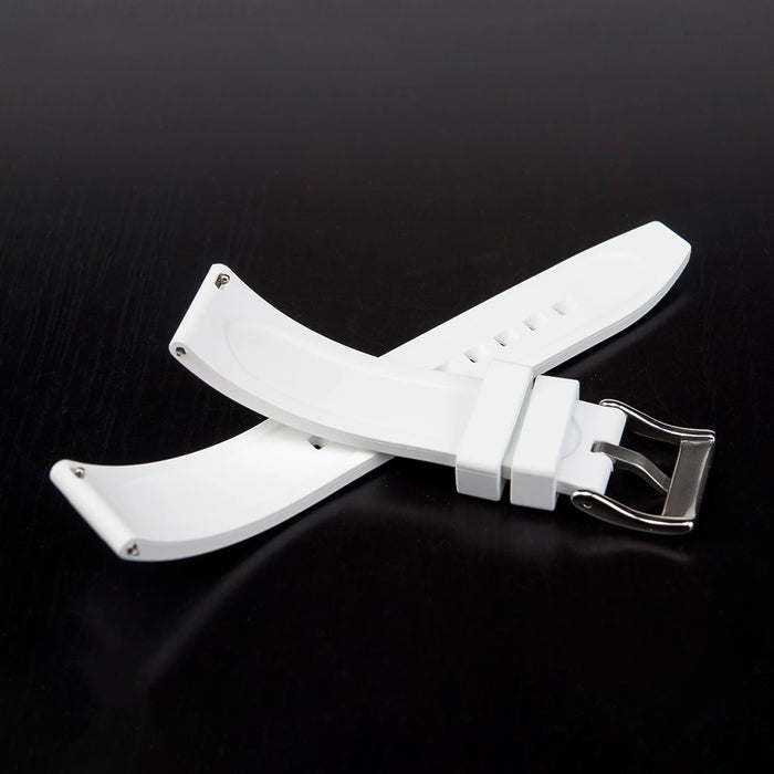 Watch Strap 22mm White Lemans FKM Rubber Bottom View