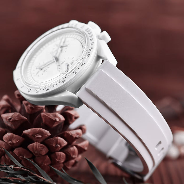 Watch Strap 20mm White Lemans FKM Rubber Display View