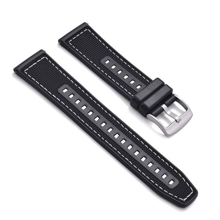 Tratto 22mm Black Watch Strap For Men Nylon Silicone Hybrid With Stitching Side View