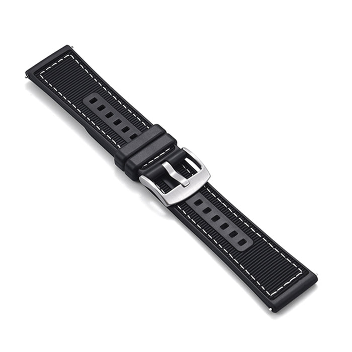 Tratto 22mm Black Watch Strap For Men Nylon Silicone Hybrid With Stitching Top View
