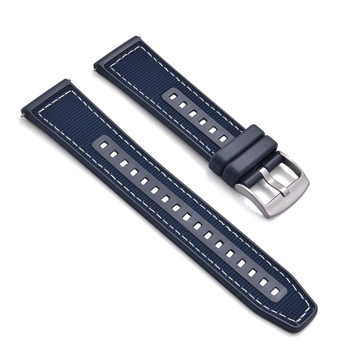 Tratto 22mm Navy Blue Watch Strap For Men Nylon Silicone Hybrid With Stitching Side View