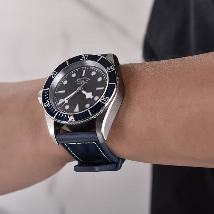 Watch Strap 22mm - Blue Navy Tratto Hybrid (Silicone Rubber & Nylon)