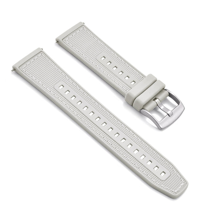Tratto 22mm Light Grey Watch Strap For Men Nylon Silicone Hybrid With Stitching Side View