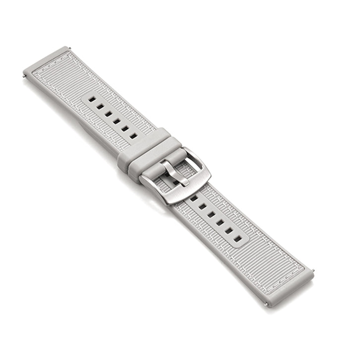 Tratto 22mm Light Grey Watch Strap For Men Nylon Silicone Hybrid With Stitching Top View