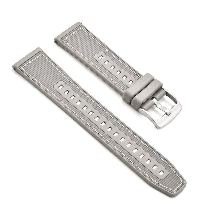 Tratto 22mm Grey Watch Strap For Men Nylon Silicone Hybrid With Stitching Side View