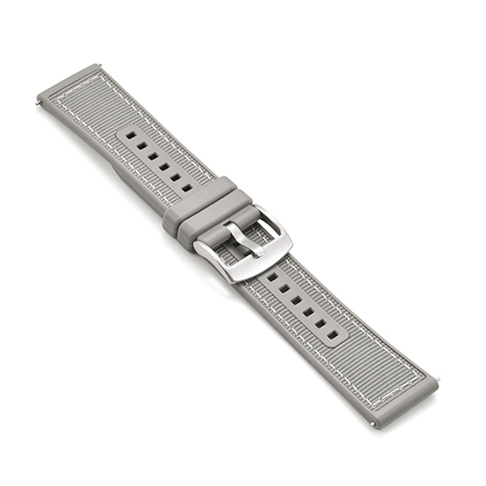 Tratto 22mm Grey Watch Strap For Men Nylon Silicone Hybrid With Stitching Top View
