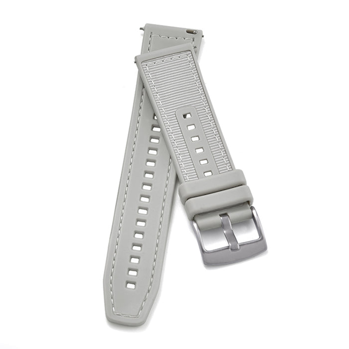 Tratto 22mm Grey Watch Strap For Men Nylon Silicone Hybrid With Stitching Bottom View