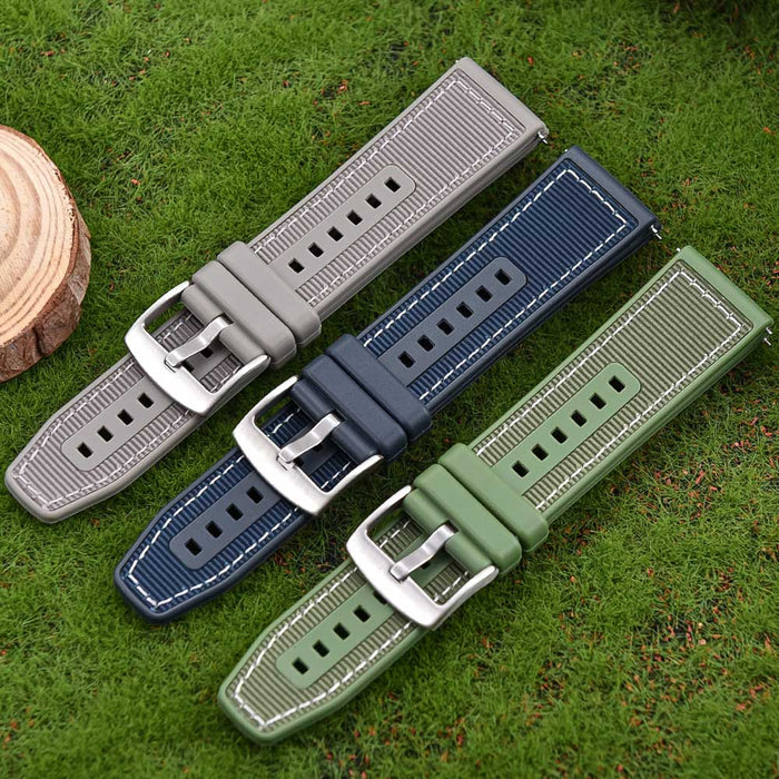 Watch Strap 22mm - Grey Tratto Hybrid (Silicone Rubber & Nylon)