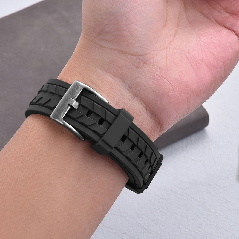Watch Strap 20mm - Black Tyre Track (FKM Rubber)