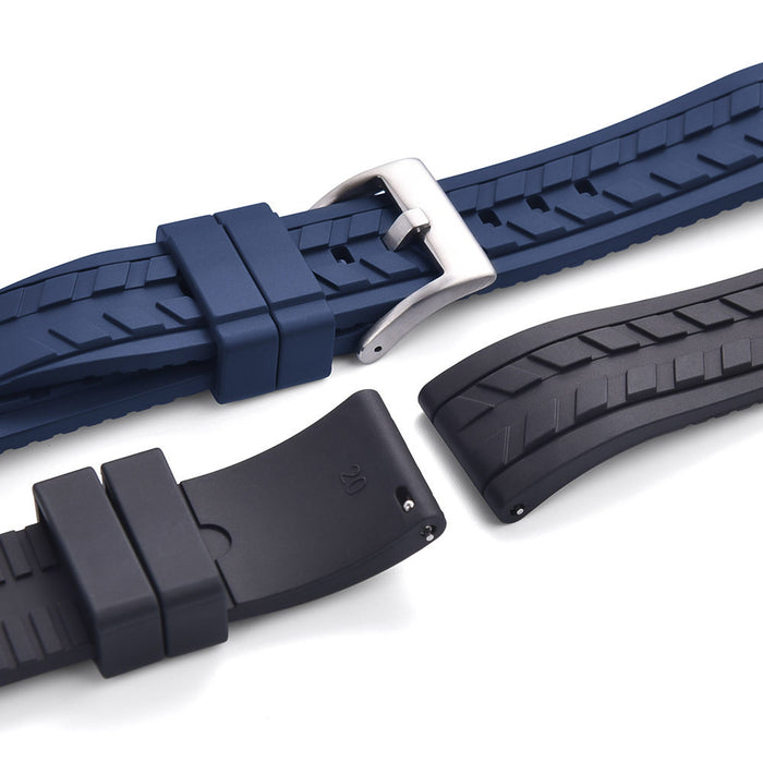 Navy Blue Tyre Track Watch Strap 22mm FKM Rubber Close-up