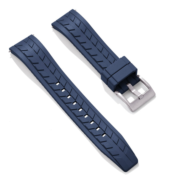 Navy Blue Tyre Track Watch Strap 20mm FKM Rubber Top View