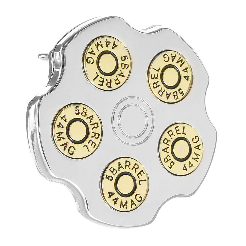 Bullet Belt Buckle Silver Rotating Cylinder