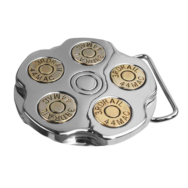 Belt Buckle - Bullet Cylinder Rotating (Silver)